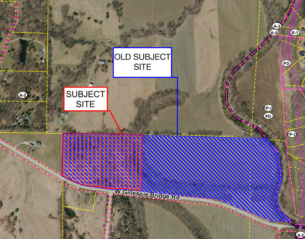 A map showing the old subject site and new subject site